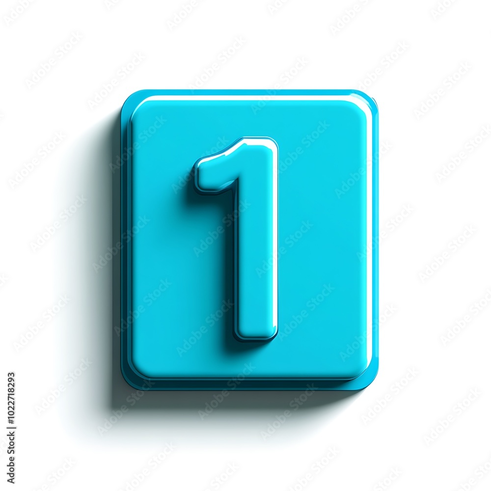 3d number 1 number light blue written text one 3d number 1 number light blue written text one