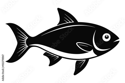 Solid color Opaleye (Rudderfish) ‍swimming animal vector design