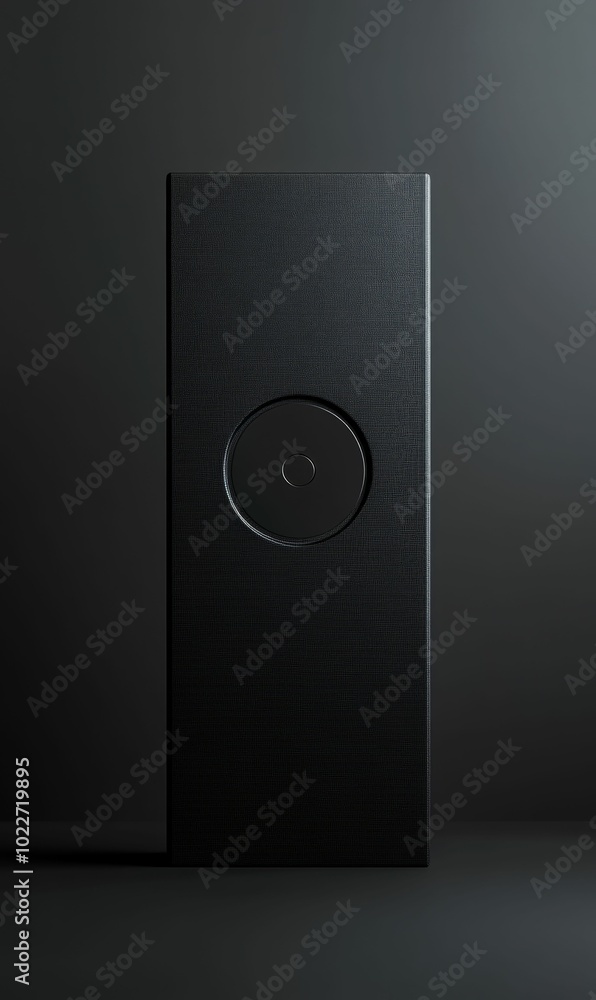 Black textured box with circular cutout. Black textured box with circular cutout.
