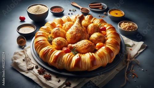 Advertising - product photo of chicken a la king with puff pastry shells photo