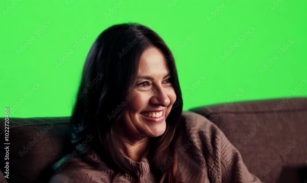 Ukrainian Woman Enjoying TV Time with Chroma Green Screen Ukrainian Woman Enjoying TV Time with Chroma Green Screen
