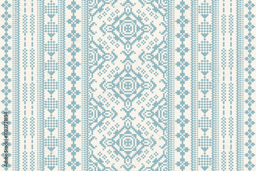 Geometric ethnic oriental pattern vector illustration,blue and white background.