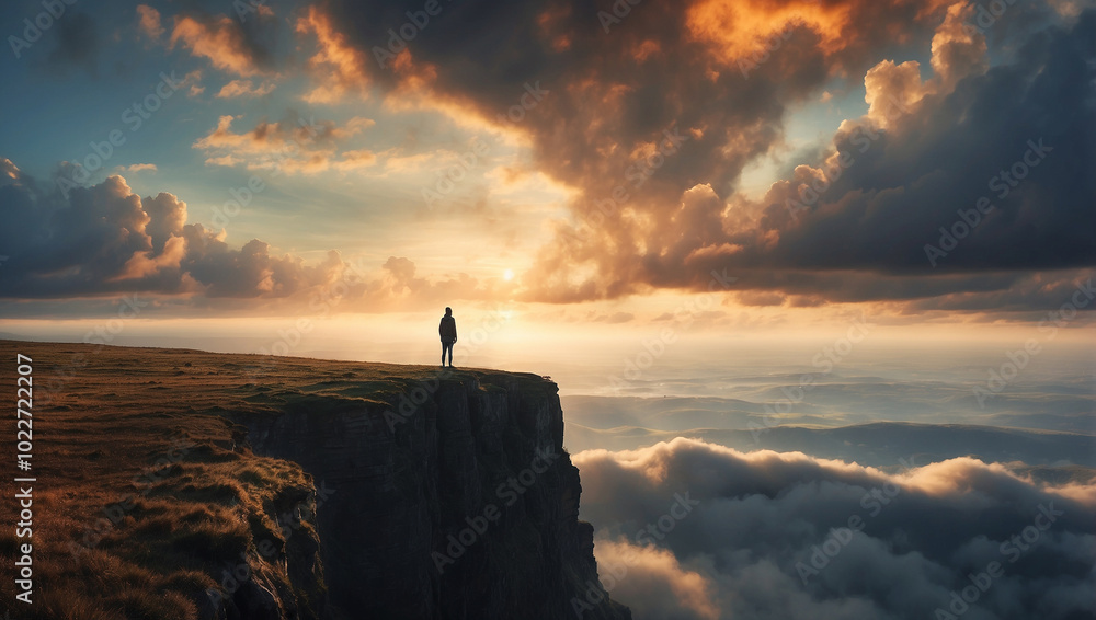 Cinematic Image of a Person Standing at Sunset Cinematic Image of a Person Standing at Sunset