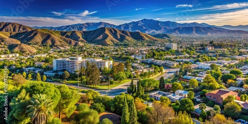 Scenic View of Burbank California with Lush Greenery and Clear Blue Sky on a Sunny Day