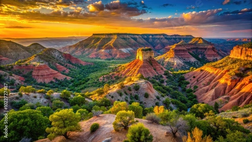 Wallpaper Mural Scenic View of Rugged Landscape at Palo Duro Canyon State Park in Texas During Golden Hour Light Torontodigital.ca