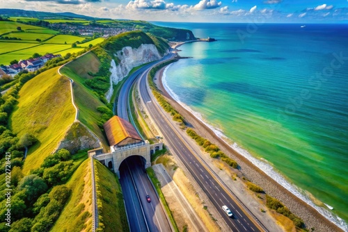 Scenic view of the Chunnel tunnel under the English Channel showcasing modern engineering marvels photo