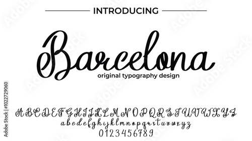 Barcelona Font Stylish brush painted an uppercase vector letters, alphabet, typeface