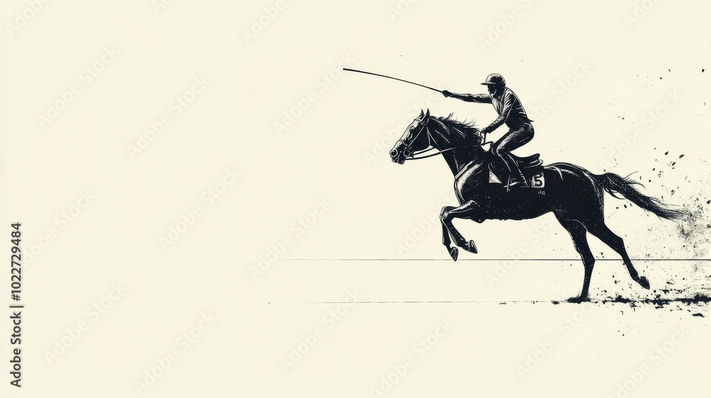 Obraz premium Minimalist Background of Geelong Cup Race: Sporty Design with Heart-Racing Speed on a Melbourne Beach at Sunrise