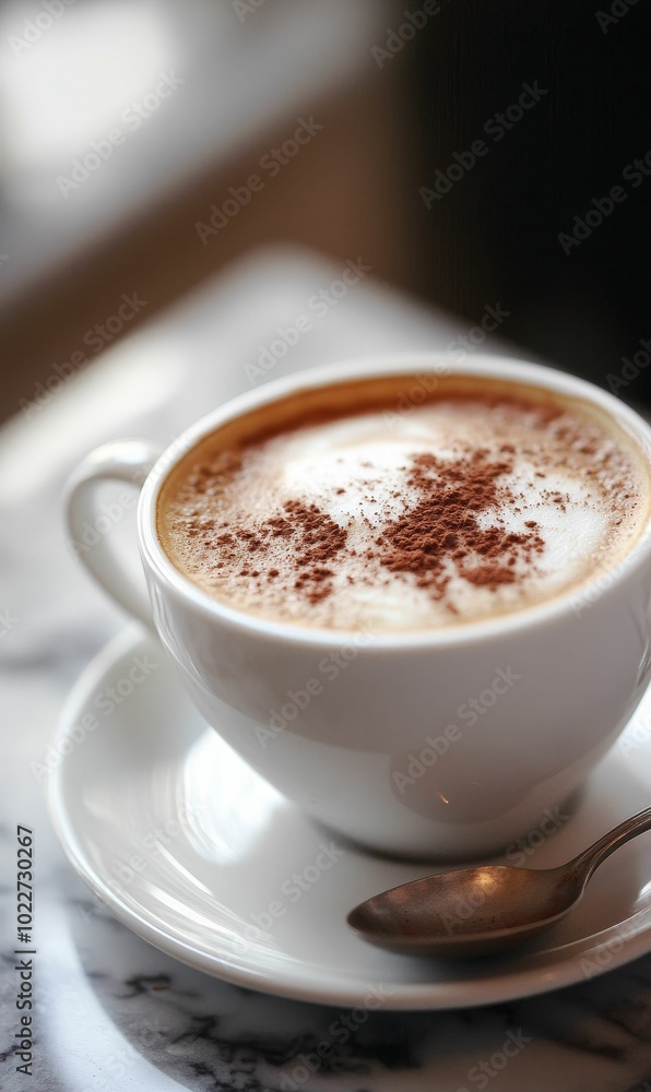 A cup of coffee with cinnamon on top. A cup of coffee with cinnamon on top.