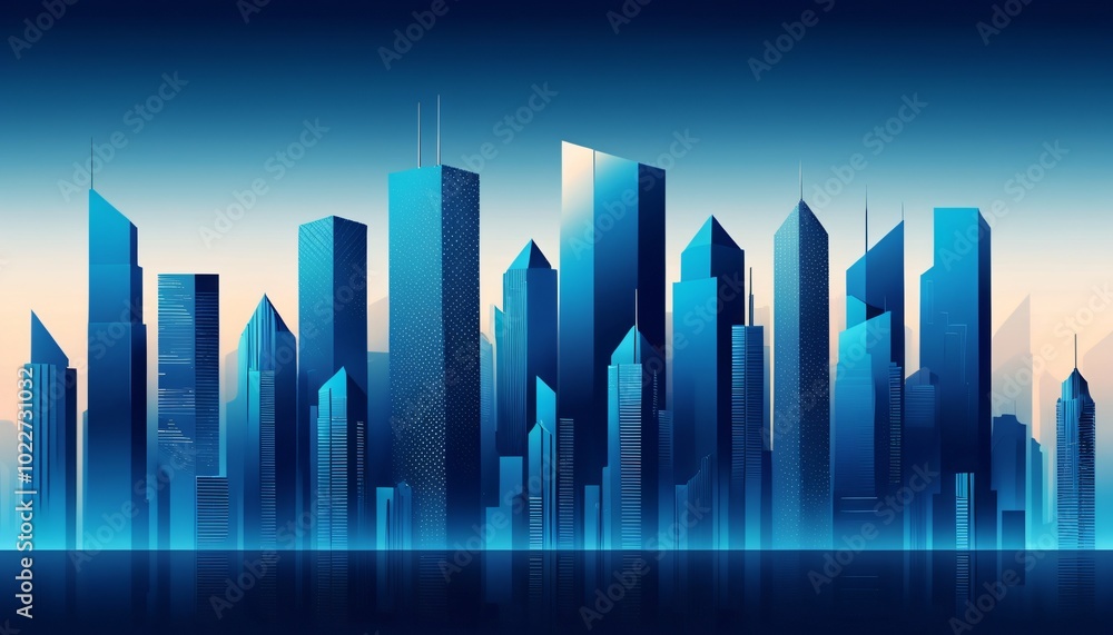 Cityscape with Geometric Skyscrapers Cityscape with Geometric Skyscrapers