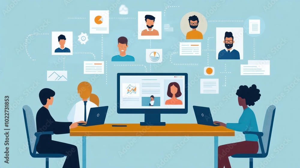 Illustration of companies creating remote work policies that promote flexibility, accountability, and work-life balance, illustrations Illustration of companies creating remote work policies that promote flexibility, accountability, and work-life balance, illustrations