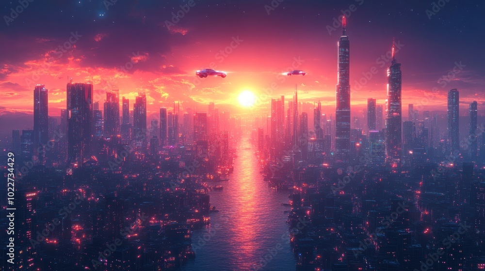 Futuristic Cityscape at Sunset Futuristic Cityscape at Sunset