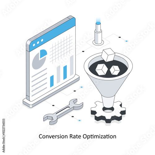 Conversion Rate Optimization isometric stock illustration. EPS File stock illustration