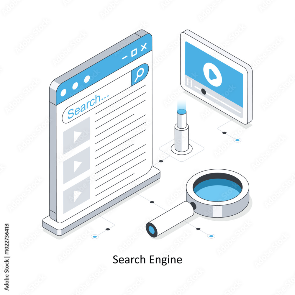 Search Engine isometric stock illustration. EPS File stock illustration Search Engine isometric stock illustration. EPS File stock illustration