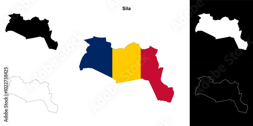 Sila region outline map set