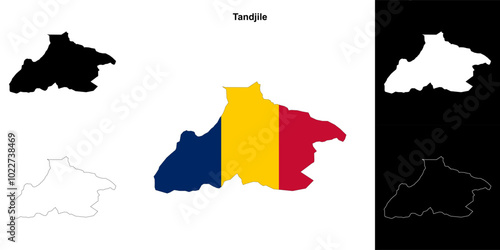 Tandjile region outline map set photo