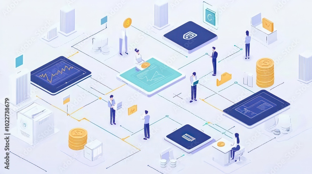 Illustration of peer-to-peer investment platforms, connecting investors directly with borrowers for mutual financial benefit, illustrations Illustration of peer-to-peer investment platforms, connecting investors directly with borrowers for mutual financial benefit, illustrations