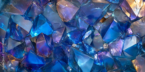 Vivid Blue Crystal Geometric Shapes