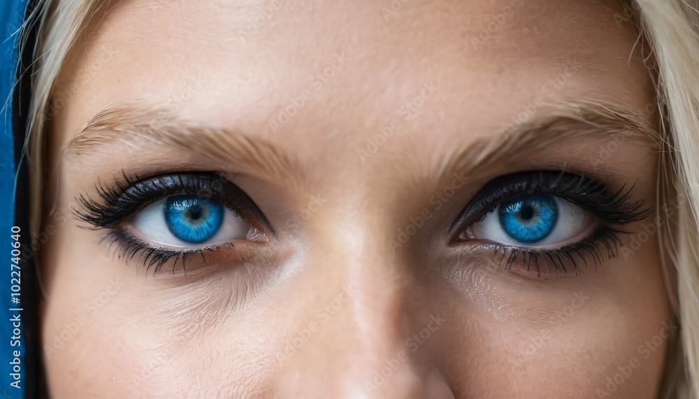 Fototapeta premium Close up portrait of a beautiful girl with bright blue eyes