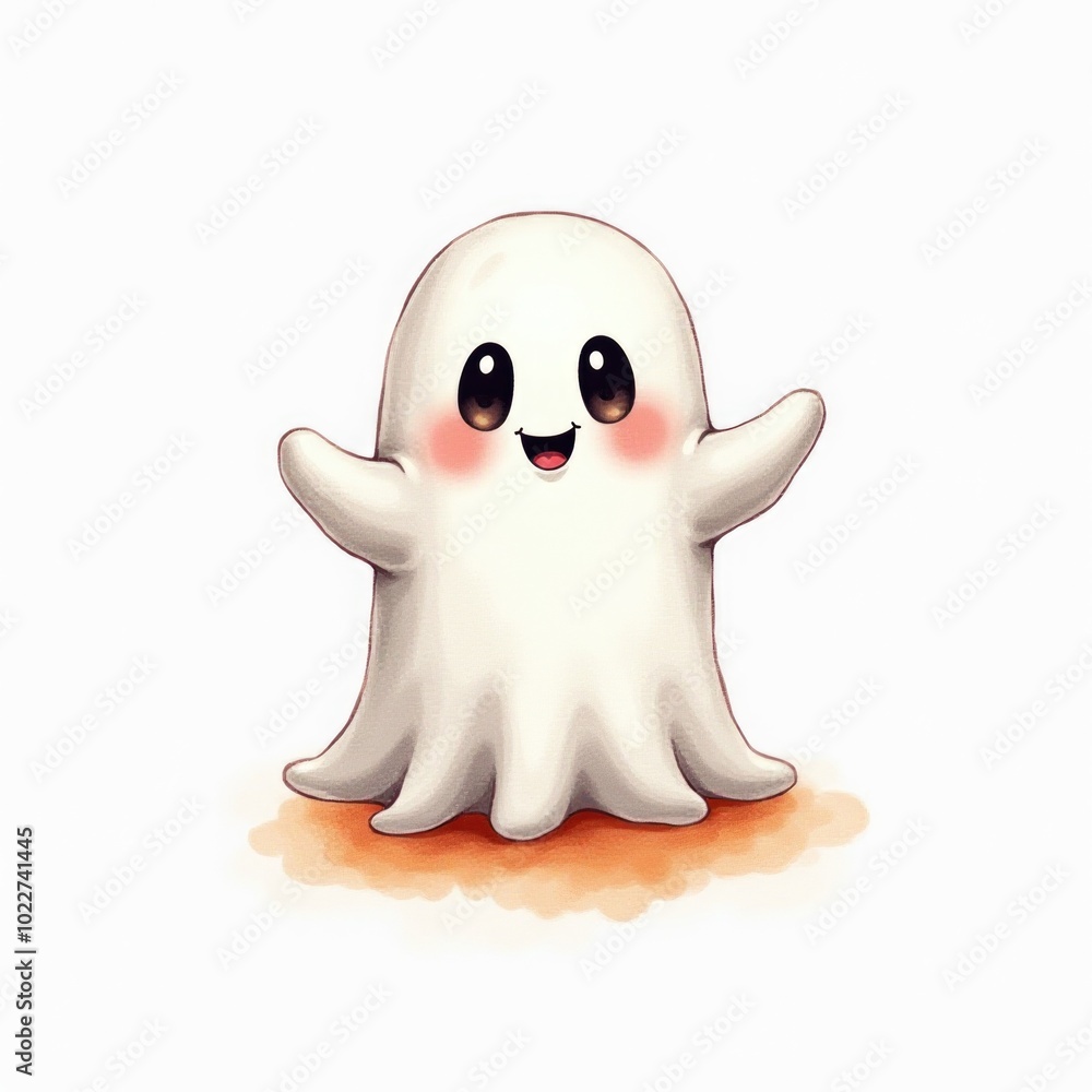 ghost isolated halloween illustration in watercolor style. cute character ghost isolated halloween illustration in watercolor style. cute character