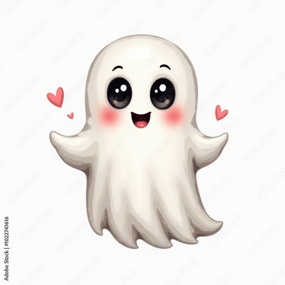 Obraz premium ghost isolated halloween illustration in watercolor style. cute character