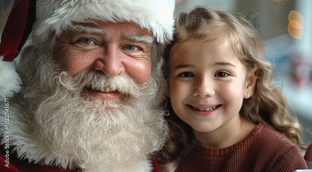 A smiling child holds a gift while posing with Santa Claus in a hospital setting, Christmas in hospital. A smiling child holds a gift while posing with Santa Claus in a hospital setting, Christmas in hospital.