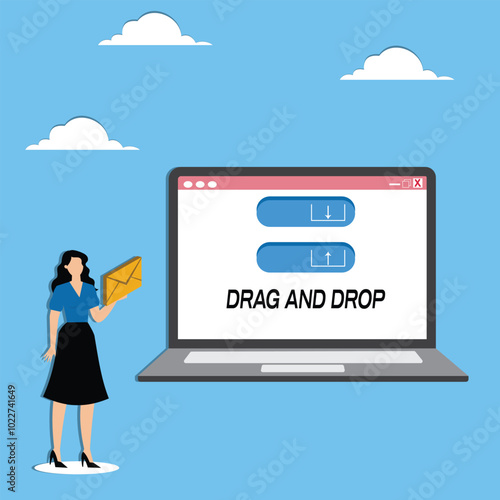 Businesswoman doing drag and drop files