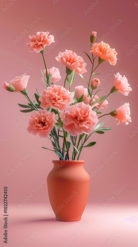 Pink Carnations in a Terracotta Vase Pink Carnations in a Terracotta Vase