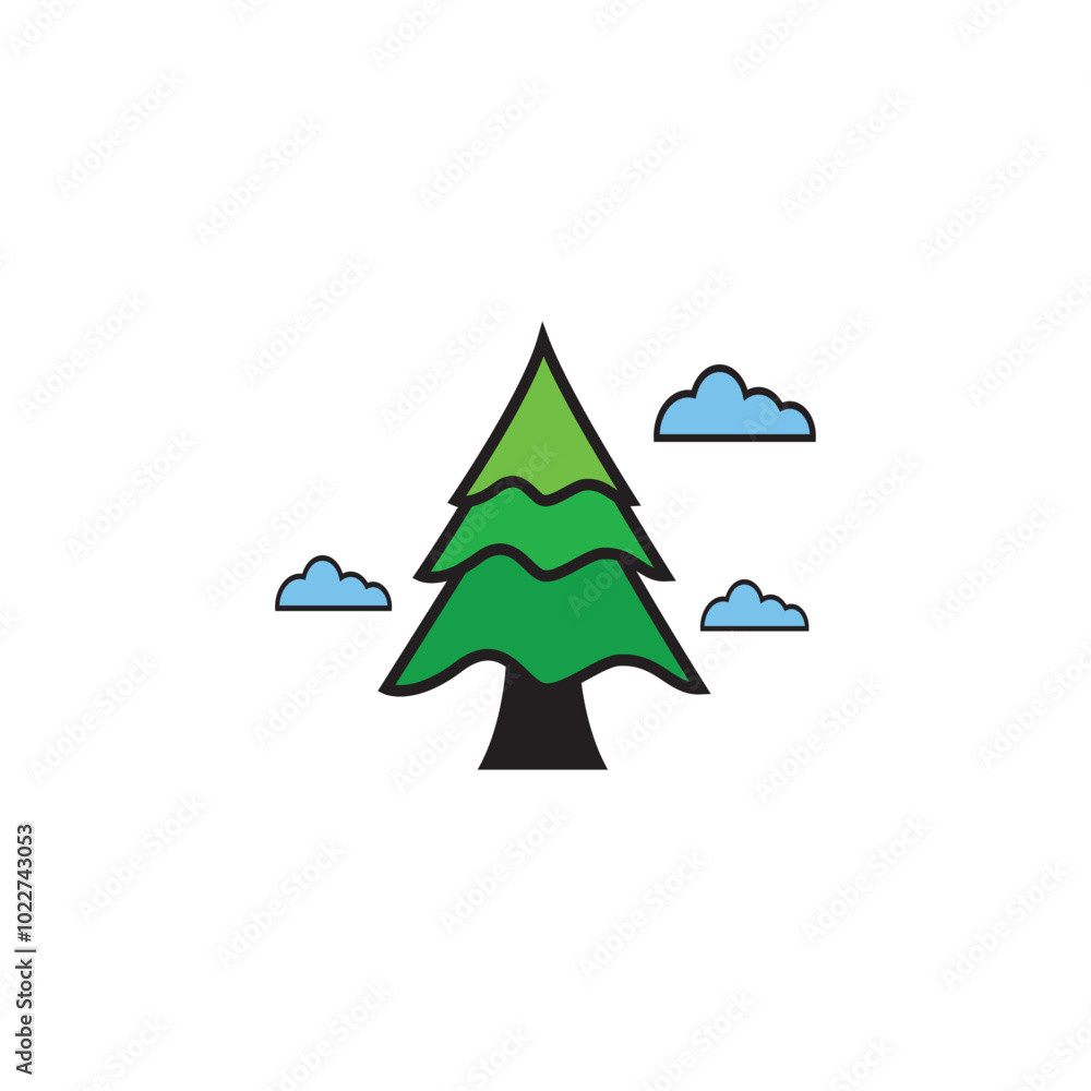 Simple pine tree icon for coniferous, forest and landscape Simple pine tree icon for coniferous, forest and landscape
