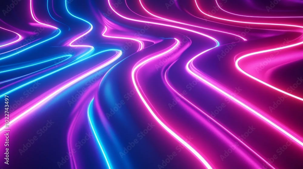Neon drill-like stripes with turns and swirls. High-speed tech lines Neon drill-like stripes with turns and swirls. High-speed tech lines