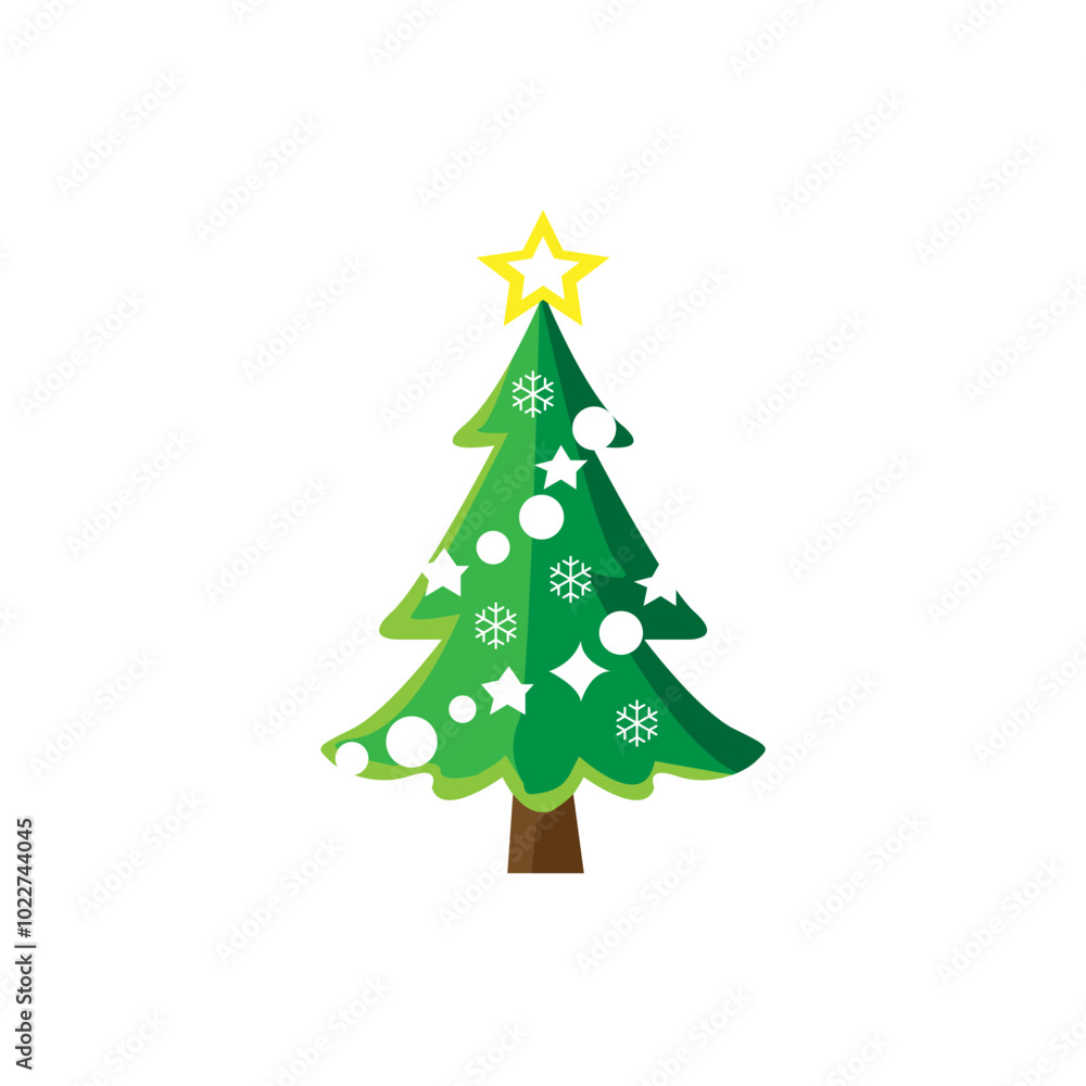 Christmas tree with star, toys and snowflakes without white color icon. Christmas tree with star, toys and snowflakes without white color icon.