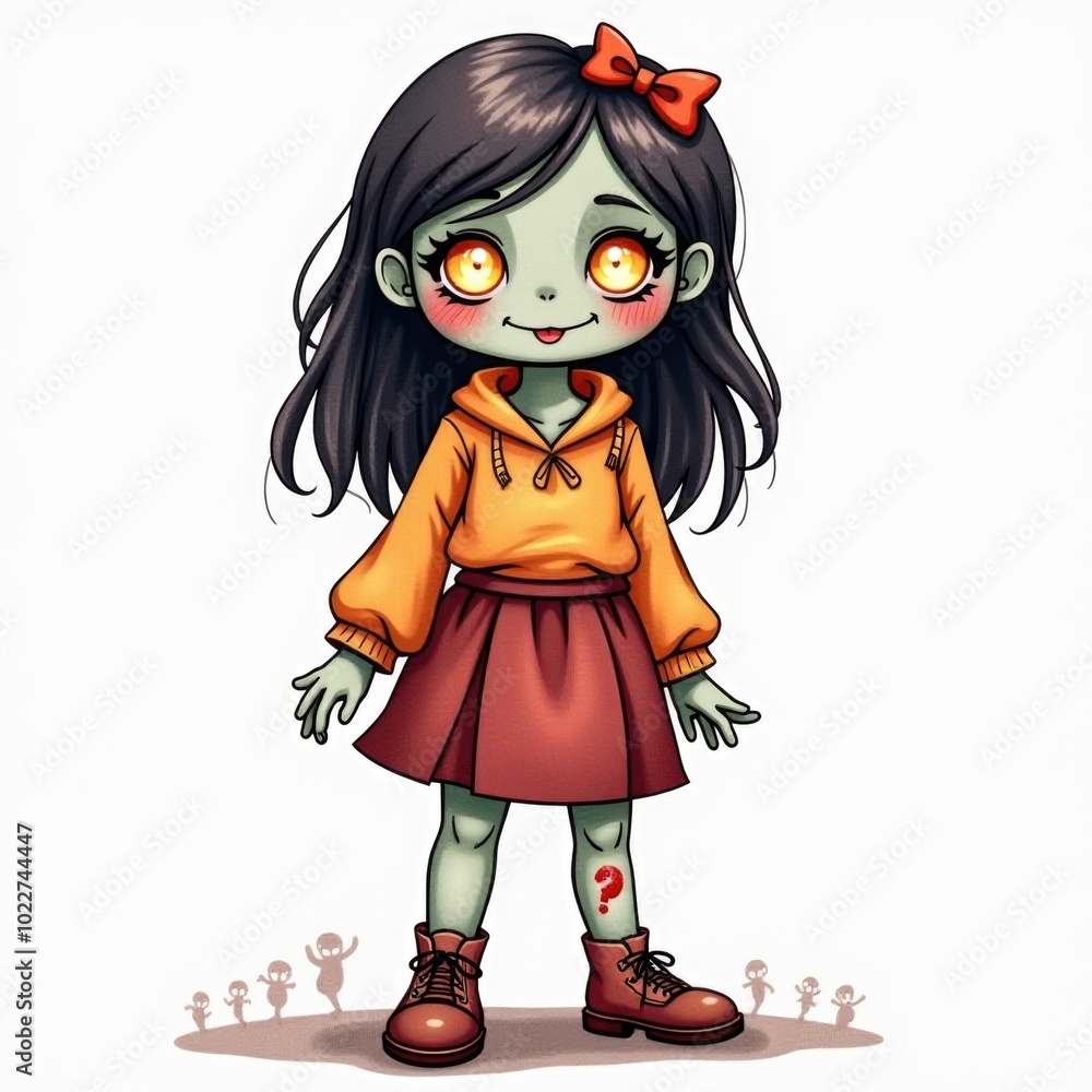zombie isolated halloween illustration in watercolor style. cute character zombie isolated halloween illustration in watercolor style. cute character