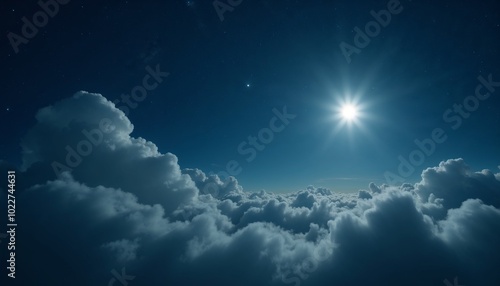 The Star of Bethlehem illuminating quiet night sky filled with soft clouds