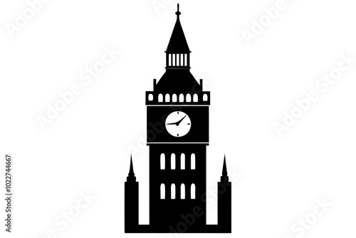 Big ben clock tower | vector silhouette illustration on white background