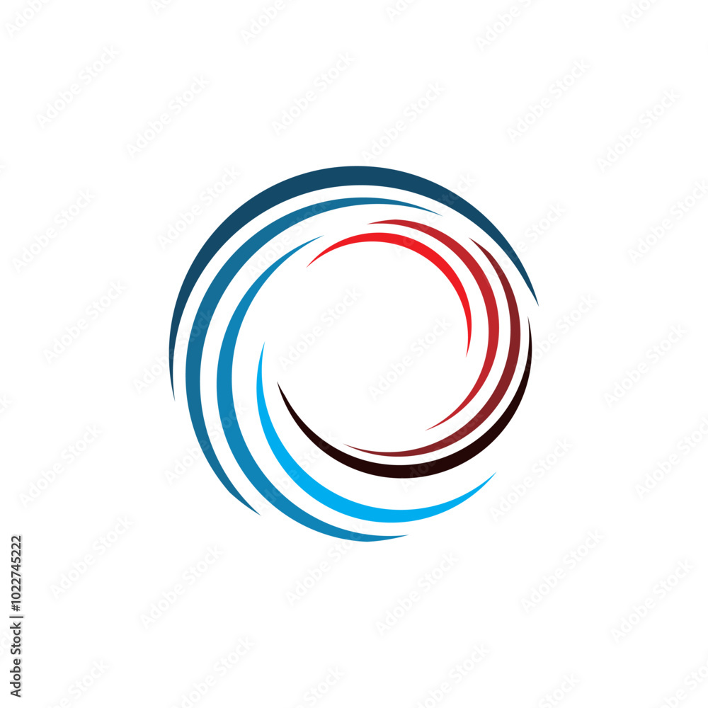 Abstract blue gradient lines are forming a circular shape logo on white background Abstract blue gradient lines are forming a circular shape logo on white background