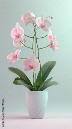 Wallpaper Mural Pink Orchid in a White Pot Torontodigital.ca