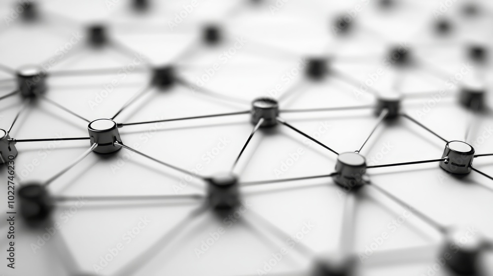 Technology abstract: Hexagonal digital data grid connecting lines and dots. Technology abstract: Hexagonal digital data grid connecting lines and dots.