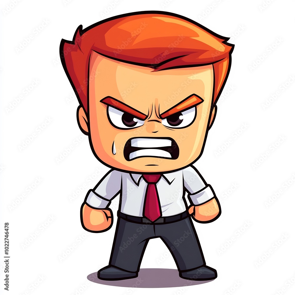 Cartoon Angry Boss on a White Background