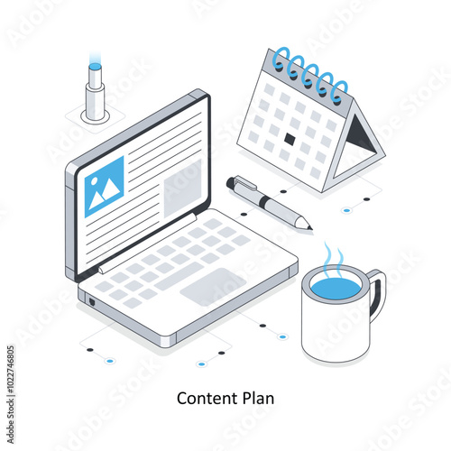 Content Plan isometric stock illustration. EPS File stock illustration