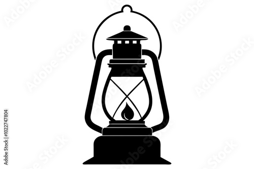 Kerosene Lantern Kerosene Lamp | vector silhouette illustration on white background