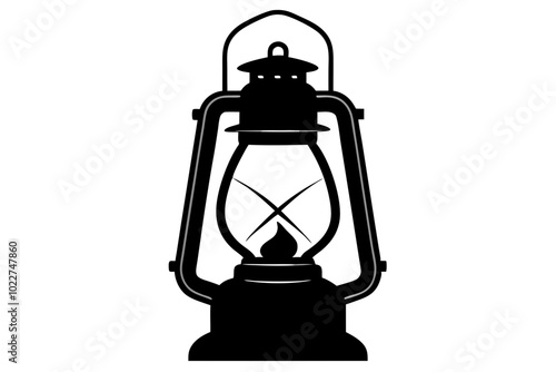 Kerosene Lantern Kerosene Lamp | vector silhouette illustration on white background