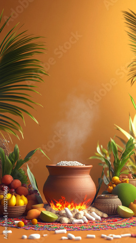 happy pongal day tamil nadu traditional indian festival background, diwali, makar sankranti