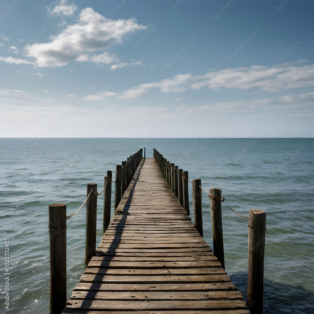 Old Wooden Pier Extending into the Horizon Old Wooden Pier Extending into the Horizon