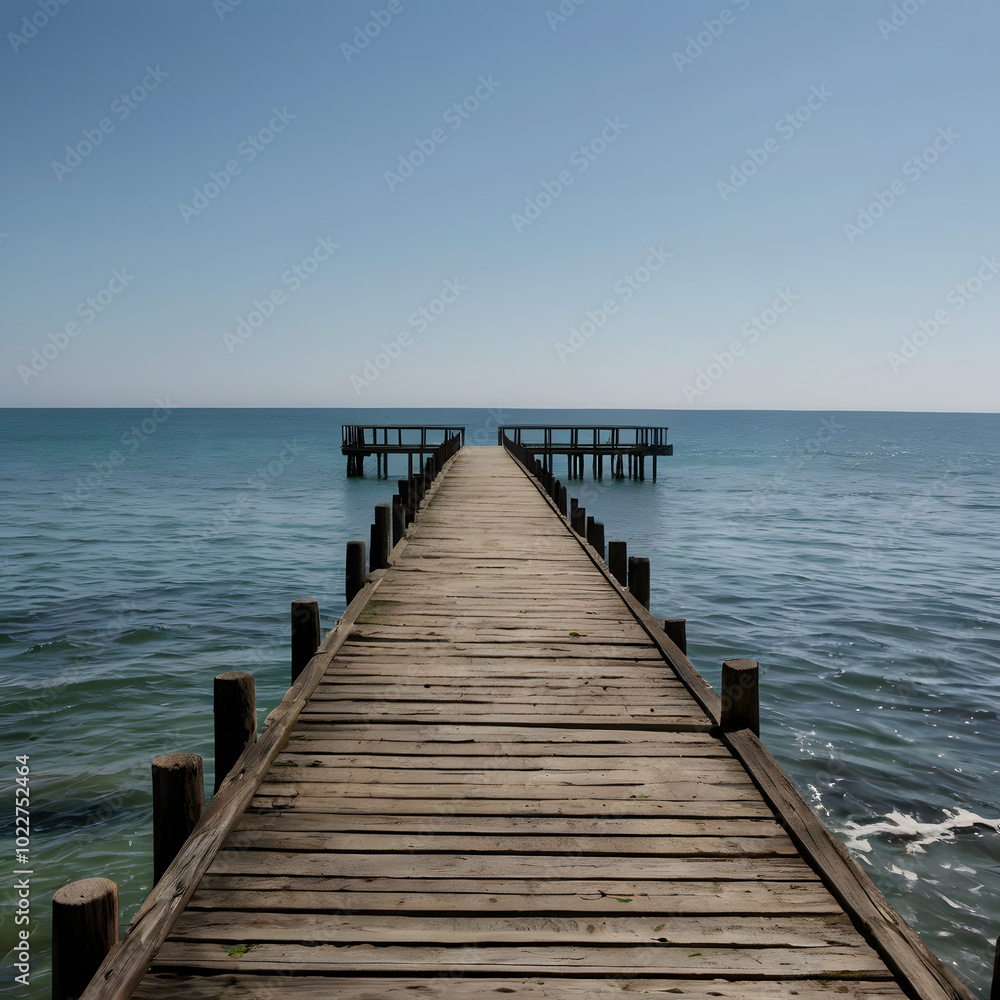 Old Wooden Pier Extending into the Horizon Old Wooden Pier Extending into the Horizon