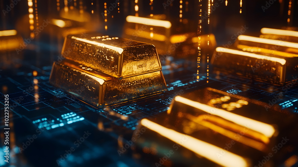 Floating Gold Bars and Currency Symbols Floating Gold Bars and Currency Symbols