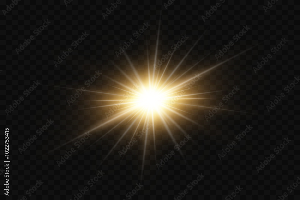 Obraz premium Glowing flare with rays of light. Flash of star and light.
