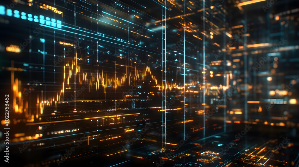 Holographic Market Chart Visualization Display Holographic Market Chart Visualization Display