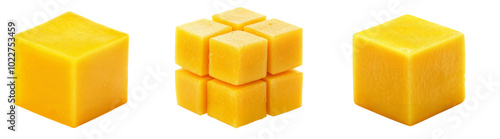 Set of Mango cube isolated on transparent background. PNG format 