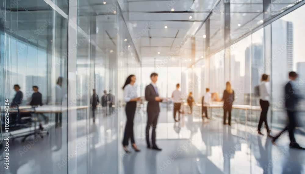Professional team collaborating in a modern office with glass walls during daytime in a bustling city environment Professional team collaborating in a modern office with glass walls during daytime in a bustling city environment