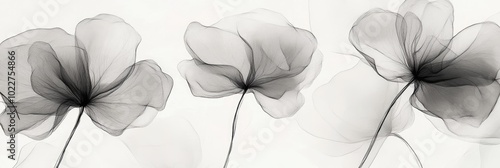 Abstract floral ink texture with thin, delicate lines forming natural shapes over a white background